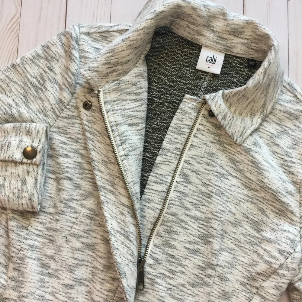 CAbi #5102 Marled Gray Neo Knit Moto Jacket XS EUC - Picture 7 of 8
